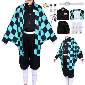 Anime Cosplay Demon Slayer Kimono Tanjiro Kamado Cape Costume No Yaiba Costume de cosplay pour enfants et adultes 140 130-1