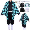 Anime Cosplay Demon Slayer Kimono Tanjiro Kamado Cape Costume No Yaiba Costume de cosplay pour enfants et adultes 140 130-1