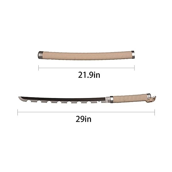 ACTASITEMS Japanese Anime Cosplay Prop Demon Slayer Wooden Sword - 78cm, Katana -Hashibira Inosuke