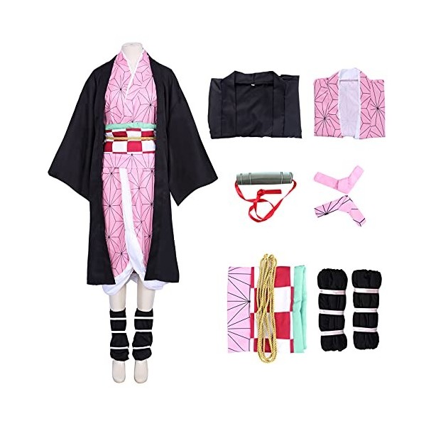 Alaiyaky Zenitsu Costume de Cosplay Kit Complet Demon Slayer Zenitsu Kimono Halloween Cosplay Anime Tenue Adulte Manteau Cost