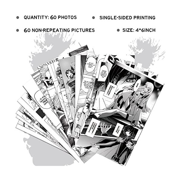 Dingfeiyu 60 Pcs Wall Collage Kit, Anime Aesthetic Photo Collage,Anime Poster Manga Collage Kit pour Décoration de Chambre, D