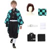 Deguisement Nezuko Tanjiro Cosplay Costume with Perruque Anime Démon Costume Deguisement Nezuko Kimono Halloween Tanjirou Cos