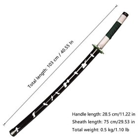 Sword Valley Anime Cosplay Épée en Bois, Épée Demon Slayer 104cm Épée en Bois - Shinazugawa Sanemi