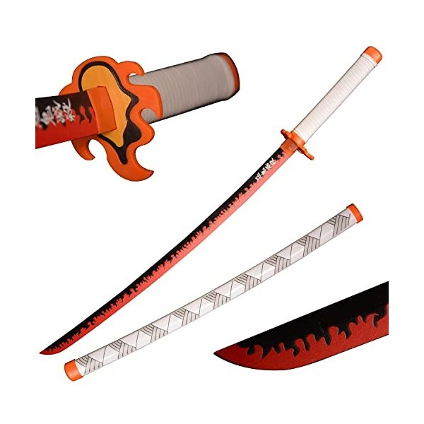 Sword Warrior Épée Demon Slayer 104 cm en Bois Épée-Kamado Tanjirou, Katana en Bois Anime Japonais, Épée Cosplay