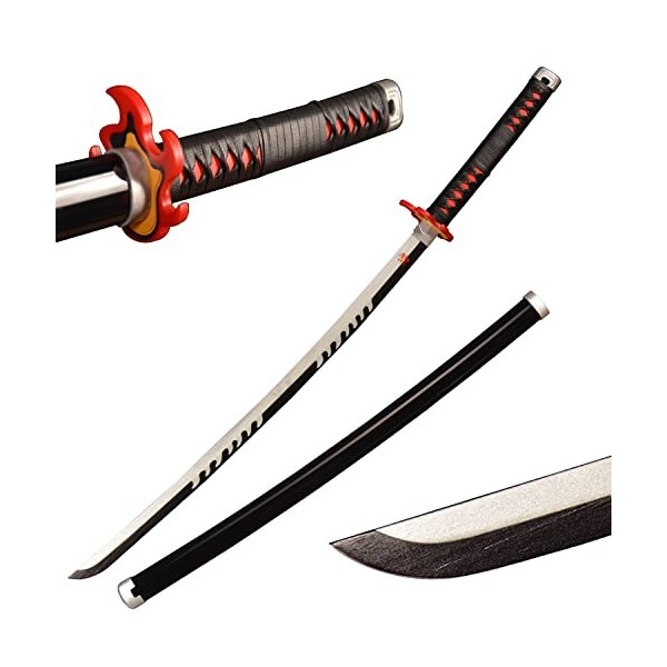 Sword Warrior Épée Demon Slayer 104 cm en Bois Épée-Kamado Tanjirou, Katana en Bois Anime Japonais, Épée Cosplay