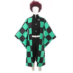ACTASITEMS Anime Cosplay Kimono Costume,Demon Slayer-Kamado Tanjirou Adulte Taille XXL