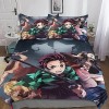 Demon Slayer Housse De Couette, Parure De Lit en Imprimé Couette Sets en Microfibre Anime Housse De Couettes Taie doreiller 