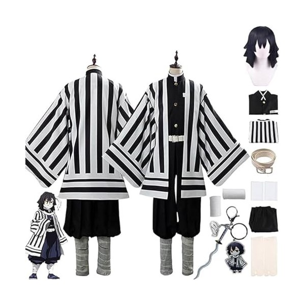 NIKKHO Costume De Cosplay Demon Slayer, Personnage DAnime Iguro Obanai Cosplay Kimono Ensemble, Halloween Party Uniform Set,