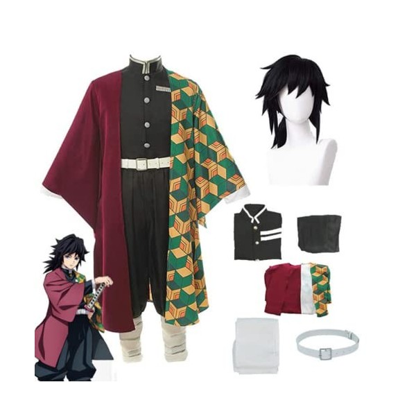 Rcrllya Anime Démon Slayer Kimetsu Pas Yaiba Tomioka Giyuu Cosplay Costume Accessoires Costume Uniformes Costumes Perruque Ad