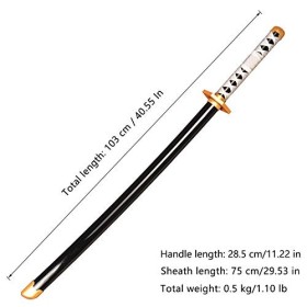 ACTASITEMS Japanese Anime Cosplay Prop Demon Slayer Wooden Sword - 104cm, Katana -Sabito