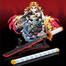 Demon Slayer Sword Splicing Model Building Blocks, Rengoku Kyoujurou, 790 pièces, 27 Pouces Samurai Sword Set avec Fourreau e