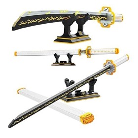FDEYES 956Pcs Bloc de Construction de lépée du Tueur de démons de Samurai Zenitsu 38.8in,Simulation de Yamato Katana, Cospla