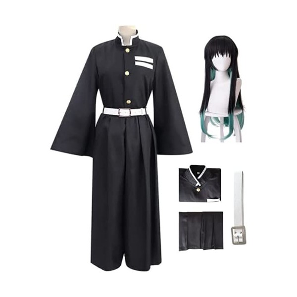 Rcrllya Anime Démon Slayer Tokitou Muichirou Outfit Kimono Maid Robe Cosplay Costume Costume Uniformes Perruque Adulte Cadeau