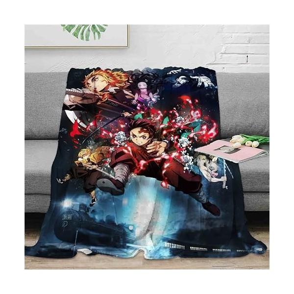 Yinova Dem-on Slay-ER Plaid Automne Gardent au Chaud,Couverture Super Douces Anime,Décoration DIntérieur,pour Sofa-Multicolo