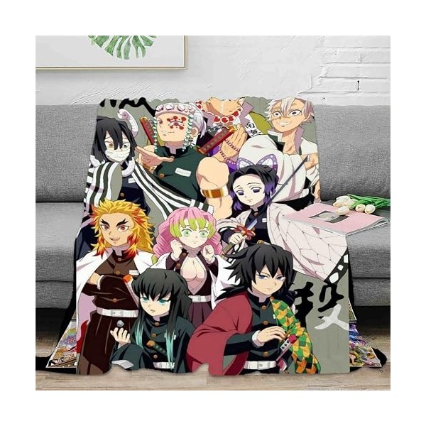 Yinova Dem-on Slay-ER Plaid Automne Gardent au Chaud,Couverture Super Douces Anime,Décoration DIntérieur,pour Sofa-Multicolo