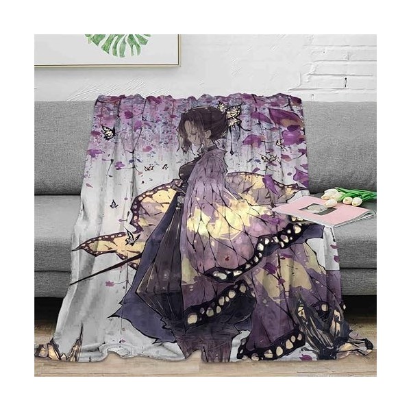Yinova Dem-on Slay-ER Plaid Automne Gardent au Chaud,Couverture Super Douces Anime,Décoration DIntérieur,pour Sofa-Multicolo
