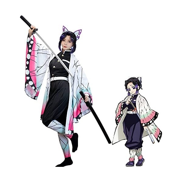 CR ROLECOS Tanjiro Kamado Cosplay Giyuu Tomioka Costume Anime Kimono Demon Slayer Halloween Ensemble complet, Rose nezuko, XX