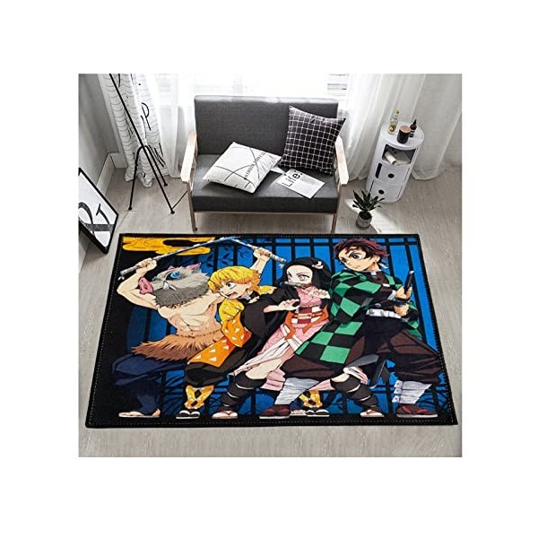 Tapis Anime Manga Demon Slayer, Tapis De Chambre À Coucher, Tapis de Sol 3D Doux antidérapant en Peluche pour Salon, Chambre 