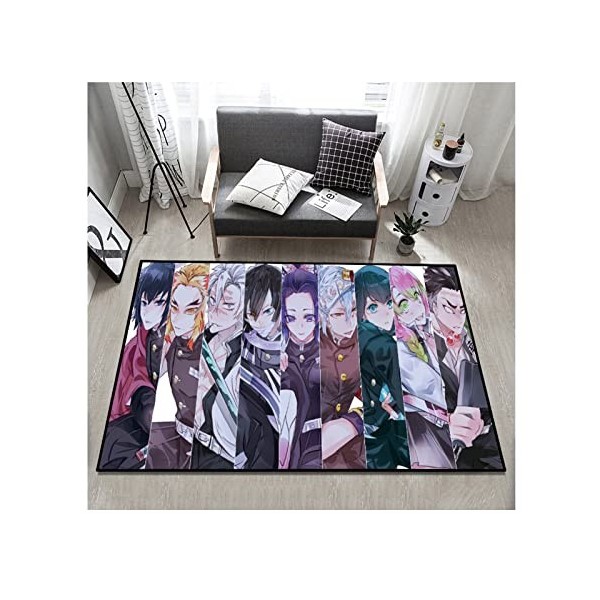 Tapis Anime Manga Demon Slayer, Tapis De Chambre À Coucher, Tapis de Sol 3D Doux antidérapant en Peluche pour Salon, Chambre 