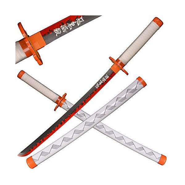Sword Valley Anime Cosplay épée en Bois, épée de Tueur de démons 78cm épée en Bois -Rengoku Kyoujurou