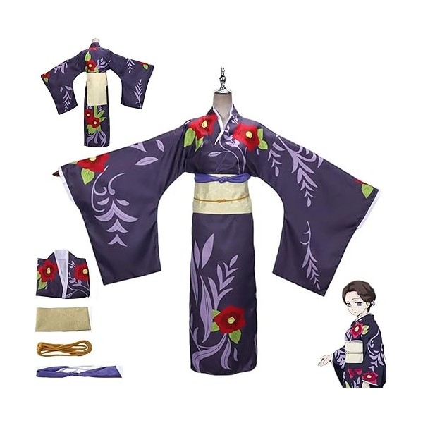 Anime Demon Slayer Tamayo Cosplay Tenue Kimono Kimetsu No Yaiba Ceinture Manteau Ensemble Complet Halloween Fête de Noël Unif