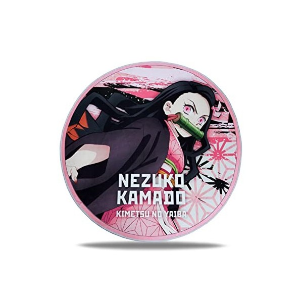 Roffatide Anime Démon Slayer Tapis Rond pour Filles Couverture Tapis de Sol Rose Kamado Nezuko Tapis pour la Maison 100x100 c