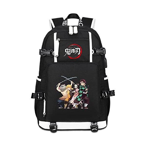 Roffatide Anime Demon Slayer Kamado Tanjirou Nezuko personnage principal imprimé sac à dos pour ordinateur portable avec port