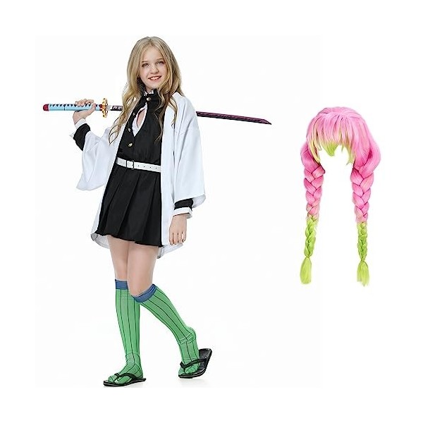 Churgigi Deguisement Mitsuri Muichirou Cosplay Anime Fille et Femme mit Perruque pas de épée Cosplay Mitsuri Costume Enfant