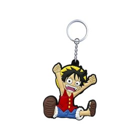 Aurabeam ONE Piece, Monkey D. Ruffy Luffy Porte-clés en caoutchouc, Anime et manga japonais Accessoires Cadeau Figurine, po