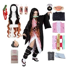 kelihood Costume de cosplay Demon slayer - Anime japonais : Nezuko Kamado - Ensemble kimono - Cosplay - kimono pour adulte - 