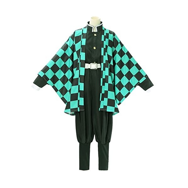 MRLTOP Demon Slayer Blade Tanjiro Samon Cosplay Anime japonais Kimono perruque 6 pièces, adulte/S