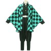 MRLTOP Demon Slayer Blade Tanjiro Samon Cosplay Anime japonais Kimono perruque 6 pièces, adulte/S