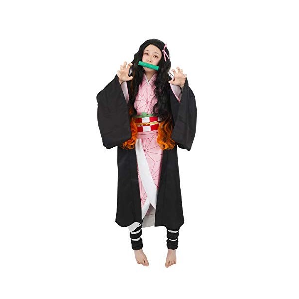 CoolChange Costume Cosplay de Nezuko Kamado avec Embout pour la Bouche pour Fans de D. Slayer | Taille: S