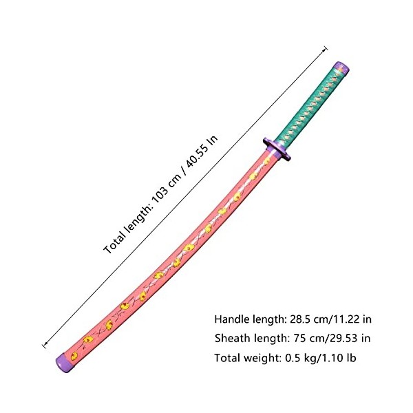 Sword Valley Anime Cosplay Épée en Bois, Épée Demon Slayer 104cm Épée en Bois - Kokushibou