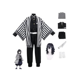 Animation Demon Slayer Role Play Clothing Iguro Obanai Cosplay Halloween Party Clothing Uniform with Perruque S,Obanai 