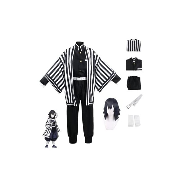 Animation Demon Slayer Role Play Clothing Iguro Obanai Cosplay Halloween Party Clothing Uniform with Perruque S,Obanai 