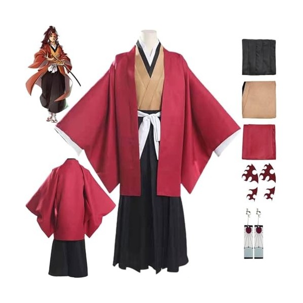 BICOK Costume de cosplay Tsugikuni Yoriichi pour personnage danime Demon Slayer Kamado Tanjirou, ensemble complet pour fête 