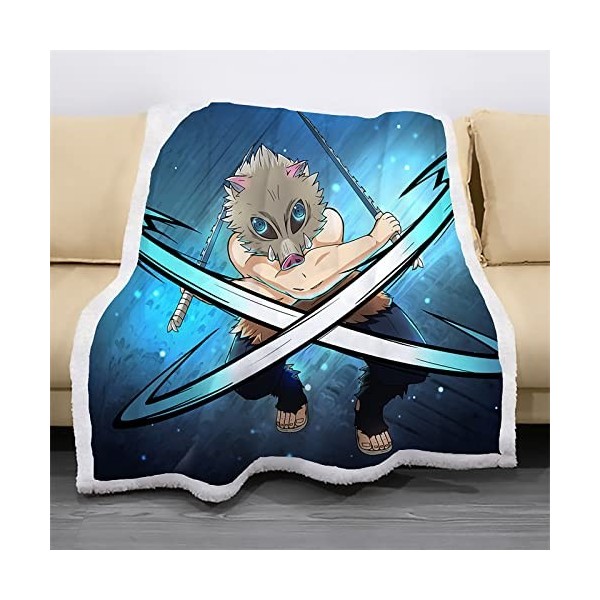 MAMON Demon Slayer Couverture, Douce et Chaude Moelleuse Plaid Polaire, Couverture Polaire Microfibre pour Couverture de Voya