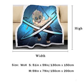 MAMON Demon Slayer Couverture, Douce et Chaude Moelleuse Plaid Polaire, Couverture Polaire Microfibre pour Couverture de Voya