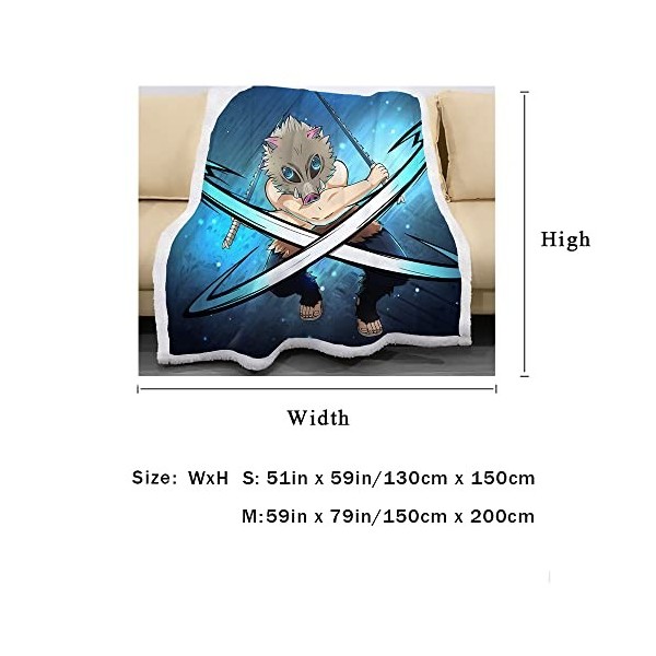 MAMON Demon Slayer Couverture, Douce et Chaude Moelleuse Plaid Polaire, Couverture Polaire Microfibre pour Couverture de Voya