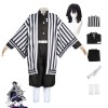 Bokerom Anime Demon Slayer Iguro Obanai Cosplay Costume Halloween Party Kimono Stripe Uniforme Complet + Perruque XL,Full Se