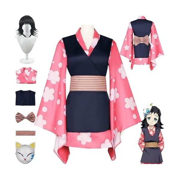 NIKKHO Ensemble de Cosplay Demon Slayer, Personnage dAnime Makomo Cosplay Kimono Ensemble, Costume de fête dhalloween, Fill