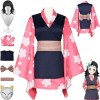 NIKKHO Ensemble de Cosplay Demon Slayer, Personnage dAnime Makomo Cosplay Kimono Ensemble, Costume de fête dhalloween, Fill