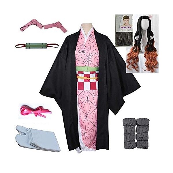kelihood Anime Demon Slayer Cosplay : Kimetsu no Yaiba Kimono Cosplay Femmes Kimono Cosplay Halloween Party Carnaval Vêtement
