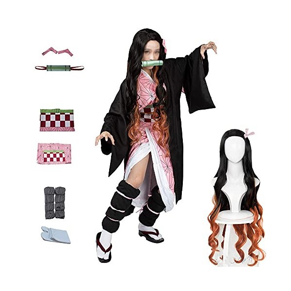 kelihood Anime Demon Slayer Cosplay : Kimetsu no Yaiba Kimono Cosplay Femmes Kimono Cosplay Halloween Party Carnaval Vêtement