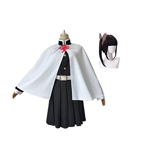 Bokerom Anime Cosplay Demon Slayer Costume pour Tsuyuri Kanao Outfit Halloween Kimono Maid Dress Avec Papillon Perruque S,Gr