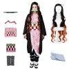 kelihood Costume de cosplay japonais Demon Slayer : Kimetsu no Yaiba Kamado Nezuko Costume avec accessoires en bambou pour ad