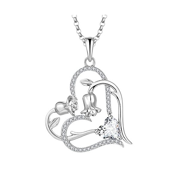 JO WISDOM Collier Toujours ma soeur pour Toujours mon Ami Argent 925/1000 Femme avec 3A zirconium,Pendentif avec Chaîne Crois