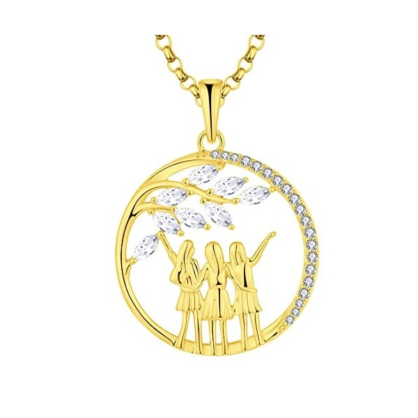 JO WISDOM Collier Toujours ma soeur pour Toujours mon Ami Argent 925/1000 Femme avec 3A zirconium,Pendentif avec Chaîne Crois
