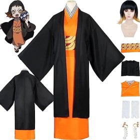Tjmiaohao Anime Susamaru Cosplay Costume Outfit Demon Slayer Uniforme Cape Perruque Boucles doreilles Ensemble Complet Hallo